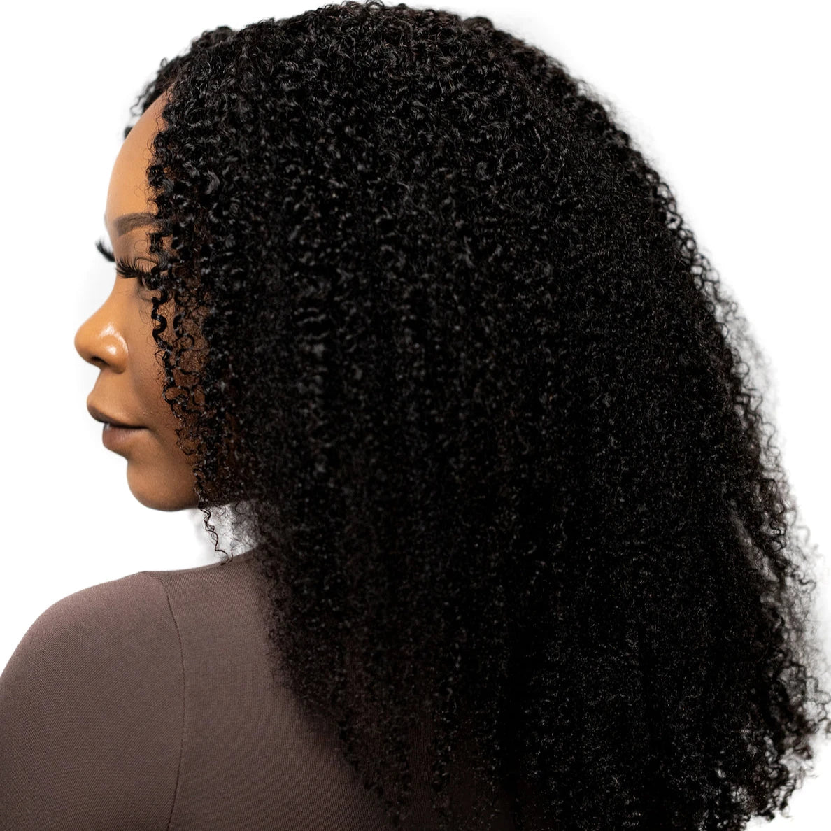 Afro Kinky Coily U-part wig on model