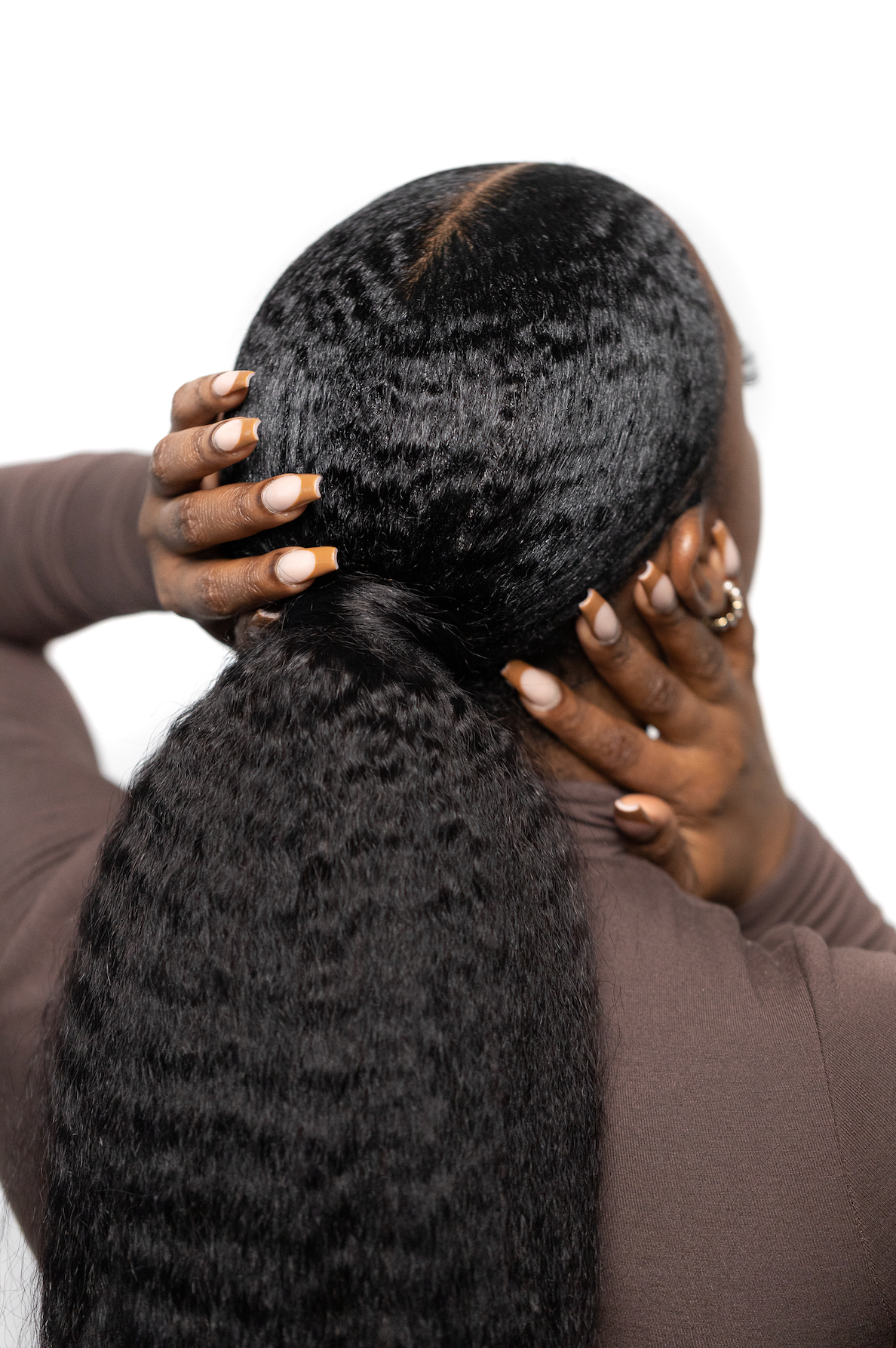 Kinky straight wrapped ponytail back view image