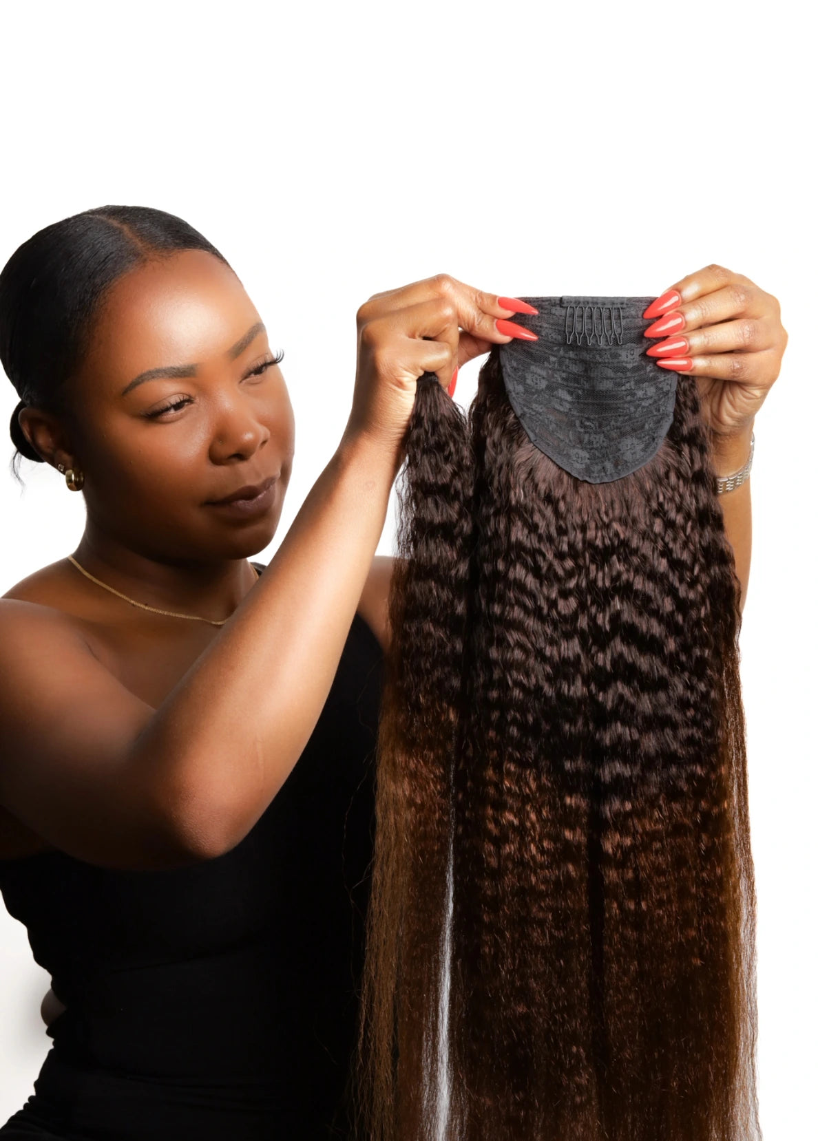 Ombre Kinky Straight Wrapped Ponytail