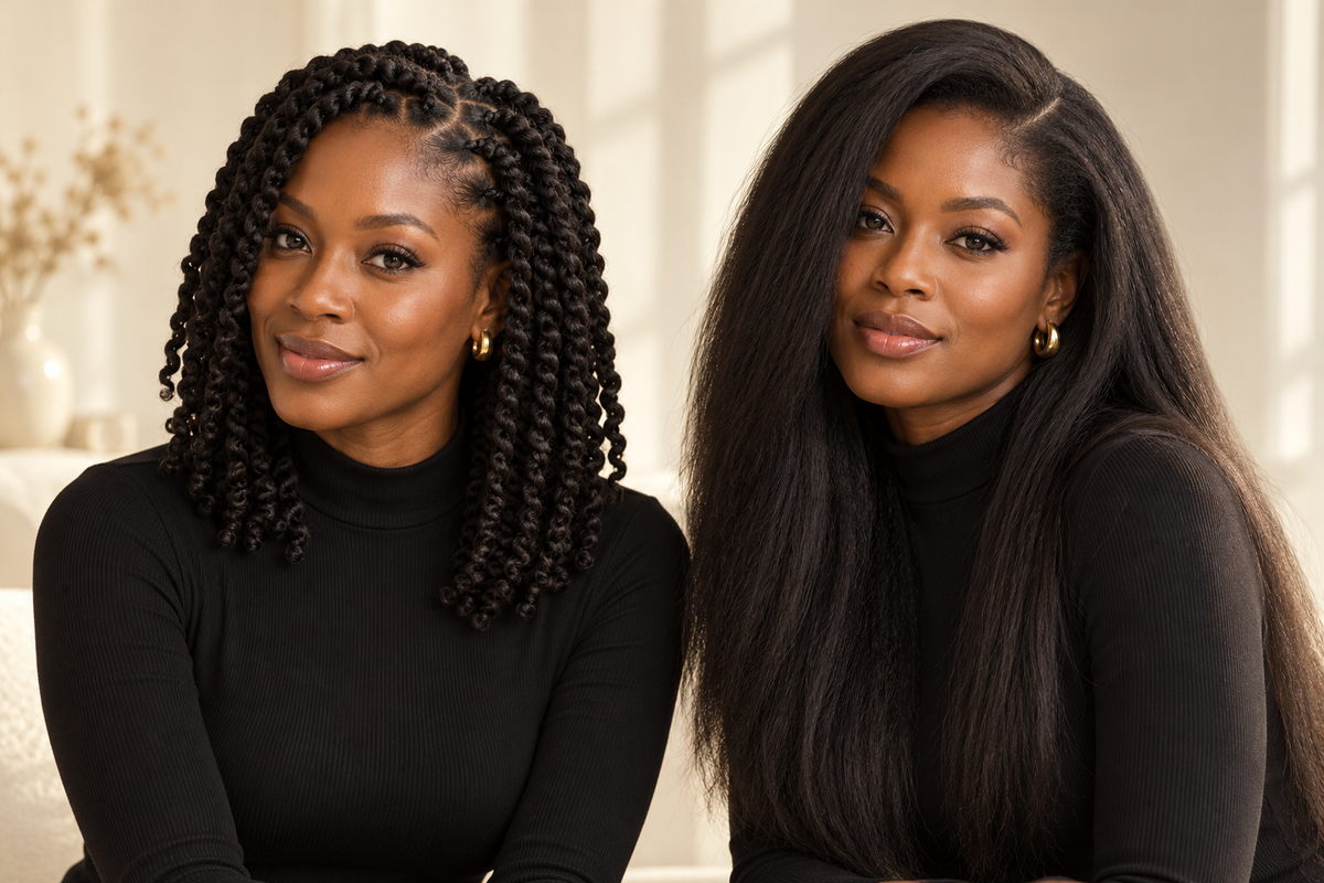 Twist and straight hairstyle inspiration for choosing bulk human hair or wefted bundles