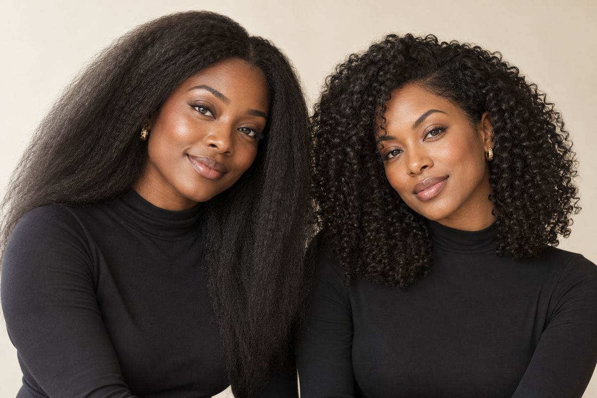 Kinky straight and curly hairstyle inspiration for choosing textured clip-in hair extensions