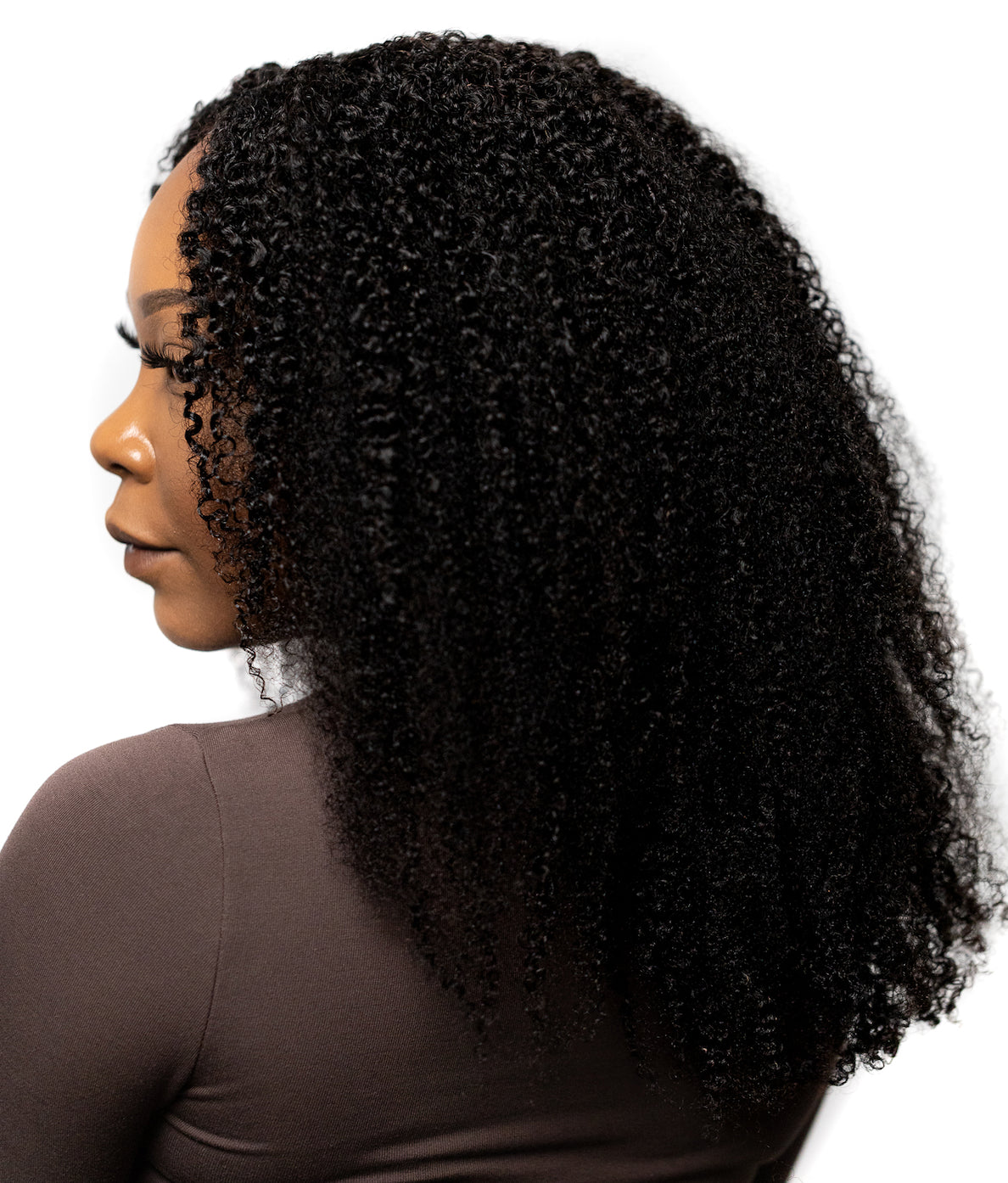 Afro Kinky Coily U-part wig on model