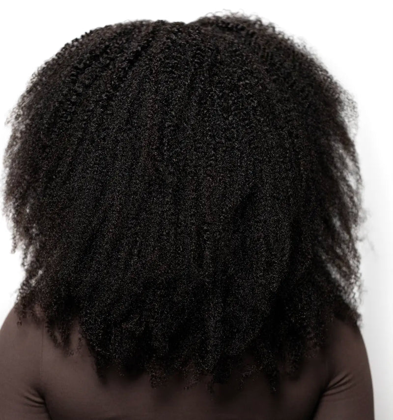 Afro U-part wig on model back view