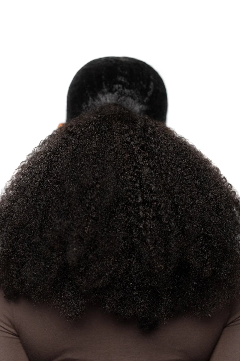 Afro kinky coily wrapped ponytail