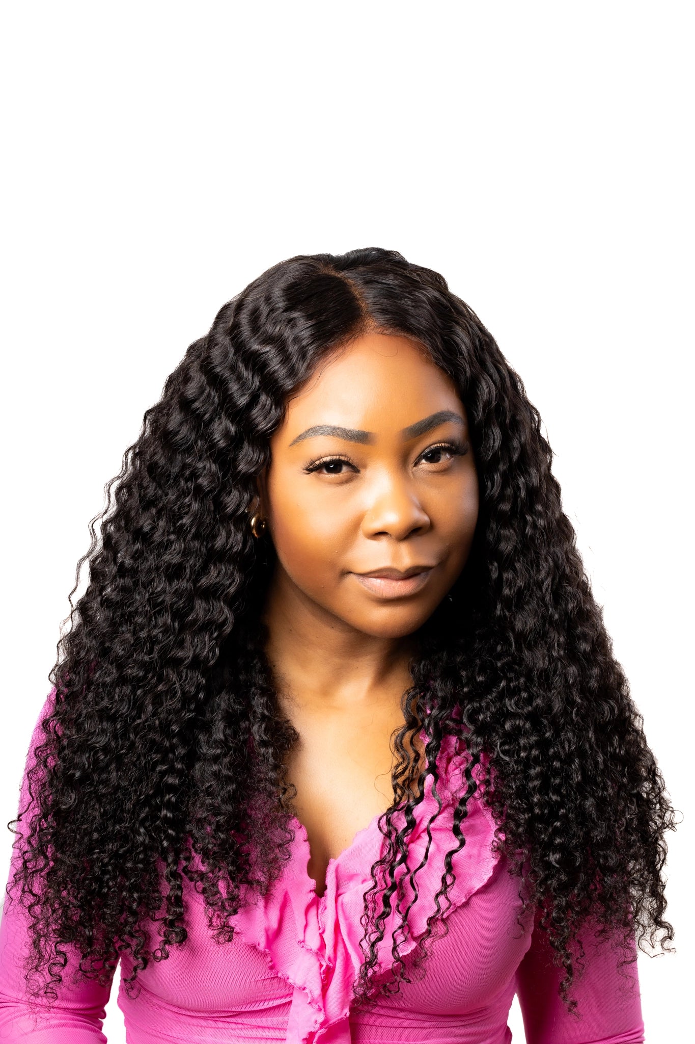 Kinky Curly Lace Wig front view combed out