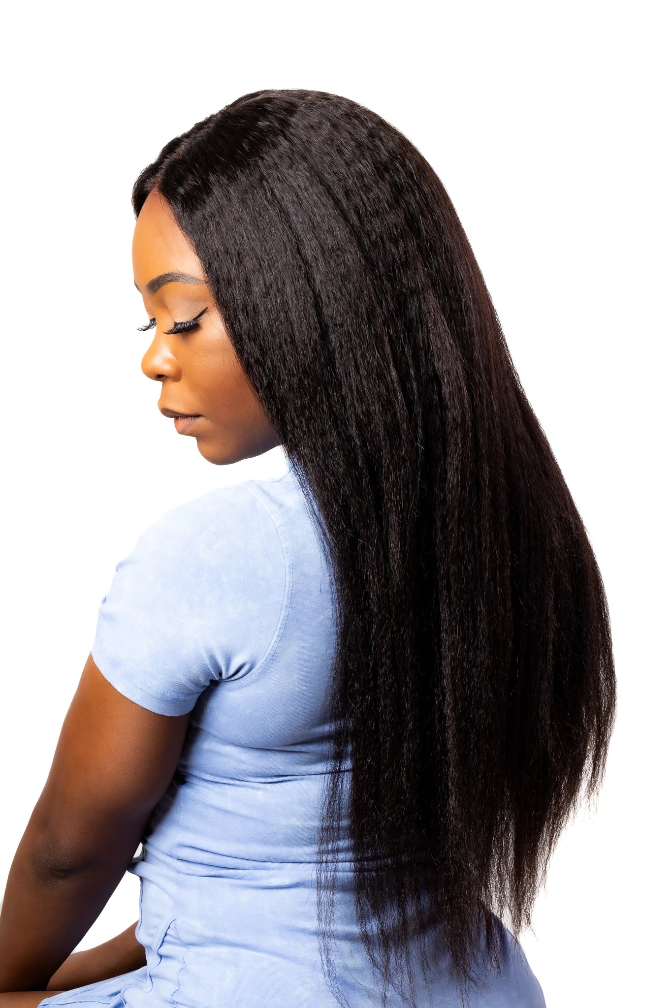 Kinky Straight Lace Wig Side Back View