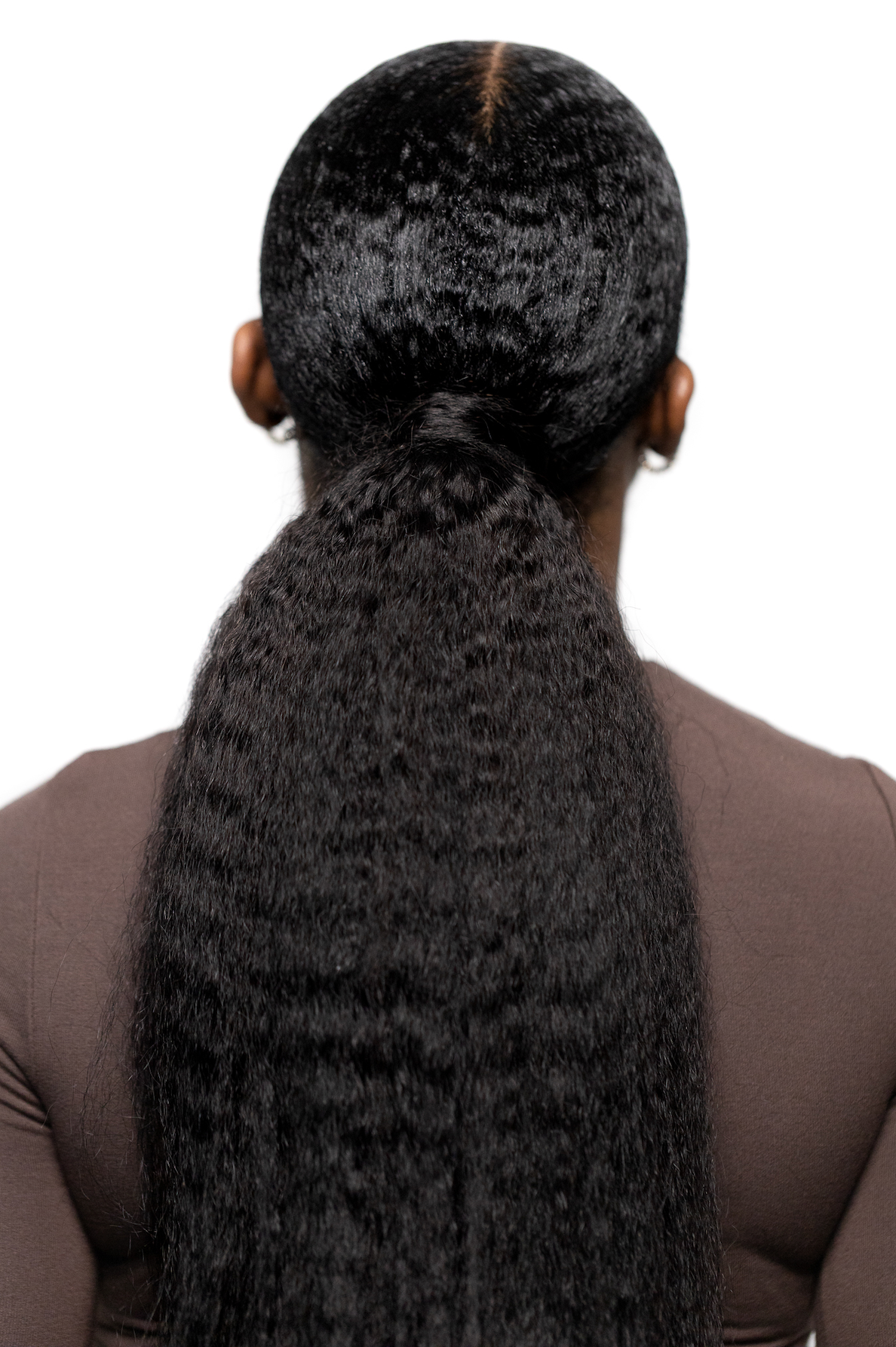 Kinky straight wrapped ponytail back view