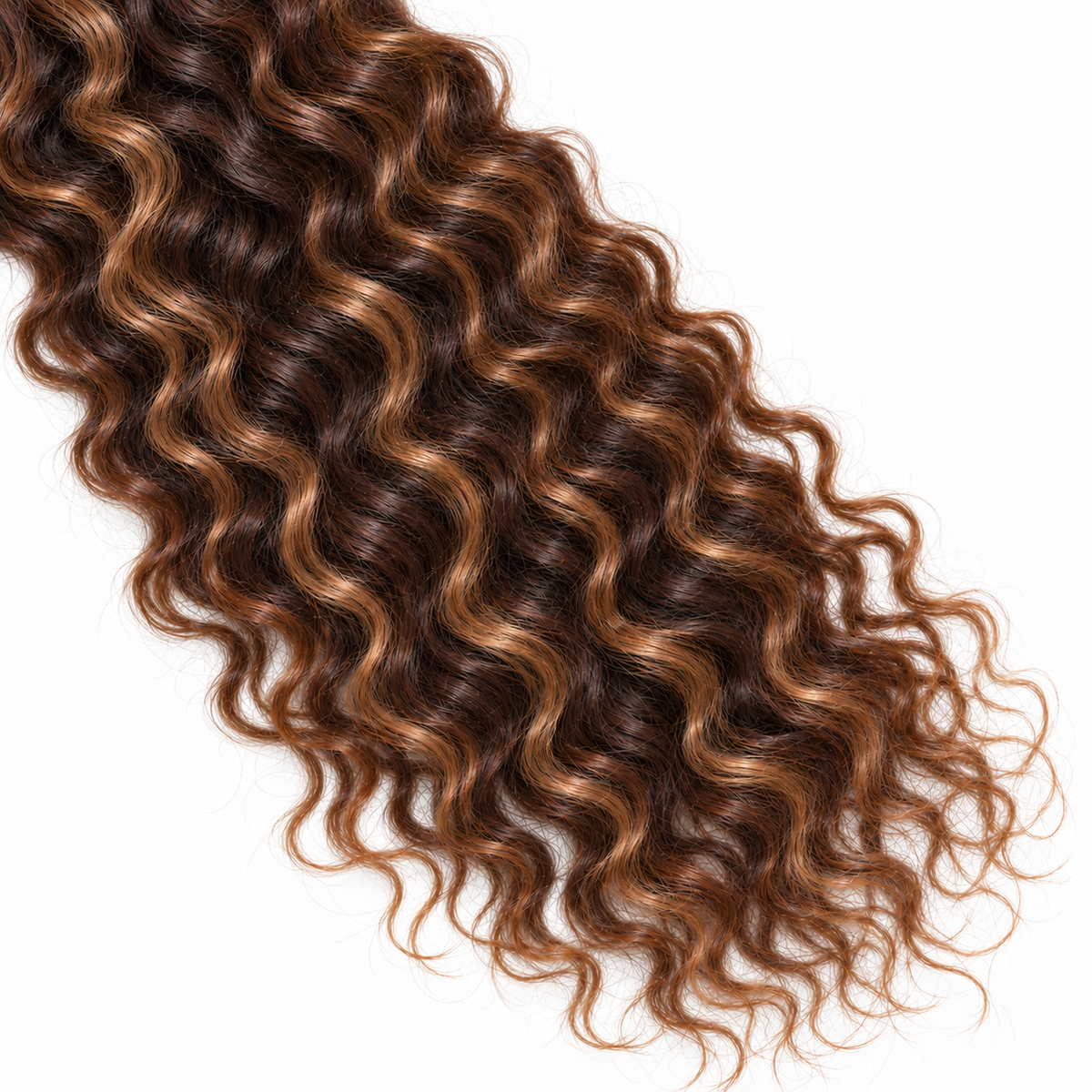 P4/27/30 Water Wave hair with brown, golden and copper highlights on white