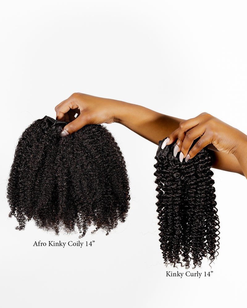 Afro Kinky Coily and Kinky Curly Wefts Comparison