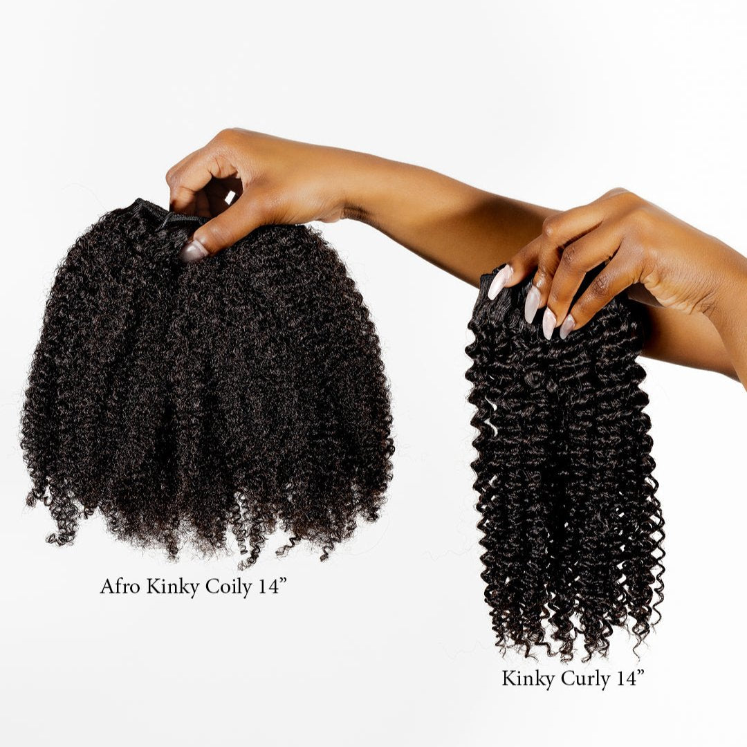 Afro Kinky Coily and Kinky Curly Wefts Comparison